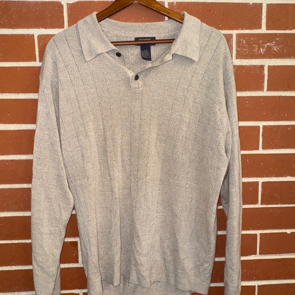 Dockers Men’s Beige Knit Collared Sweater Pullover Size L